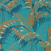 Palm House wallpaper in Teal/Gold van Sanderson