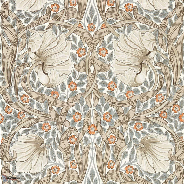 Pimpernel wallpaper in Linen/Coral van Morris & Co