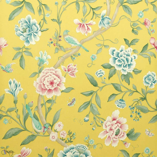 Porcelain Garden wallpaper in Rose/Linden van Sanderson