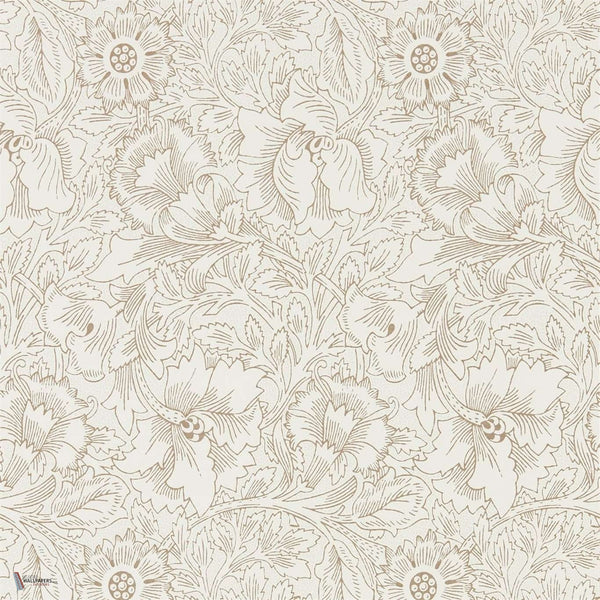 Pure Poppy wallpaper in Cream/Gold van Morris & Co