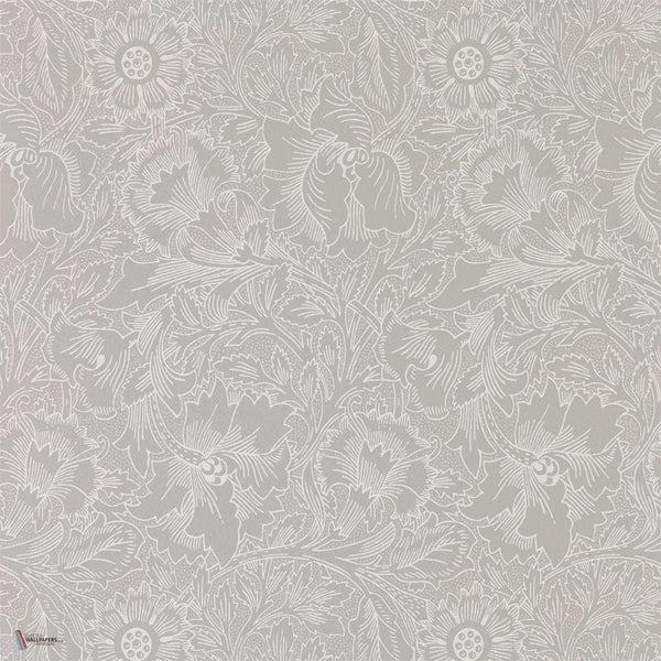 Pure Poppy wallpaper in Dove/Chalk van Morris & Co