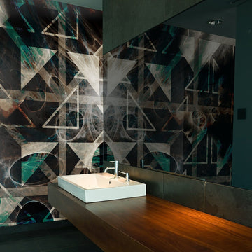 The Plan behang in Black van Daisy James — interieur