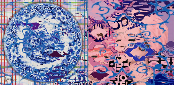 The Pink Delft wallpaper in Blue and White van Daisy James — interieur