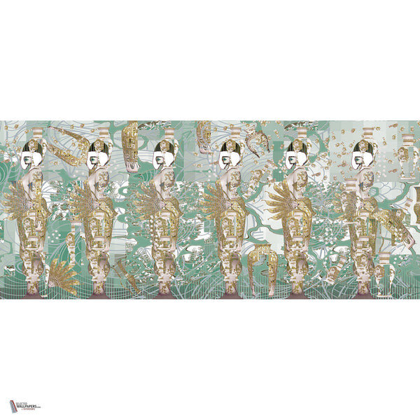 The Geisha wallpaper in Mint van Daisy James — volledig ontwerp