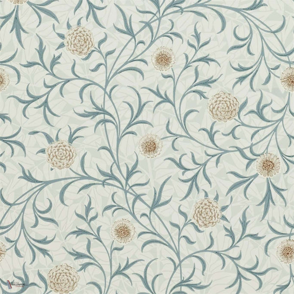 Scroll wallpaper in Loden/Slate van Morris & Co