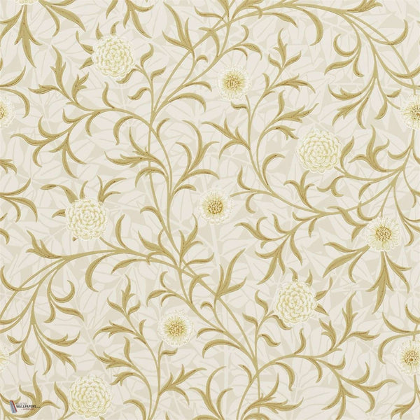Scroll wallpaper in Vellum/Biscuit van Morris & Co