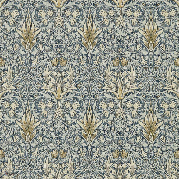 Snakeshead wallpaper in Indigo/Cumin van Morris & Co