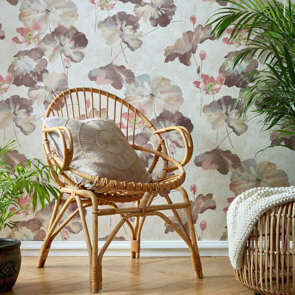 Water Lilies wallpaper in Caramel by 1838 wallcoverings