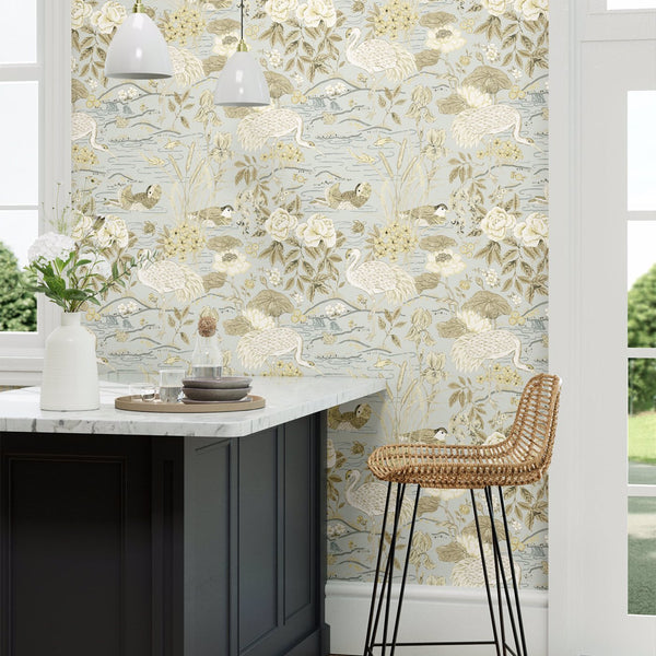 Crane & Frog-Wallpaper-Sanderson-Selected Wallpapers