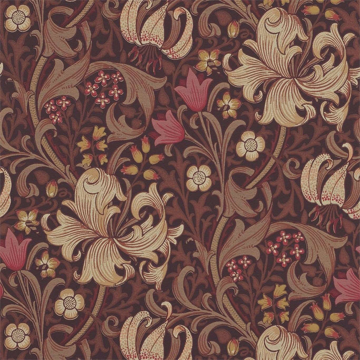 Golden Lily-behang-Tapete-Morris & Co-Fig/Burnt Orange-Rol-210402-Selected Wallpapers
