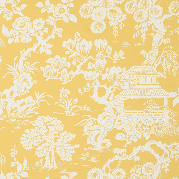 Japanese Garden-Wallpaper-Thibaut-Yellow-Roll-T13301-Selected Wallpapers