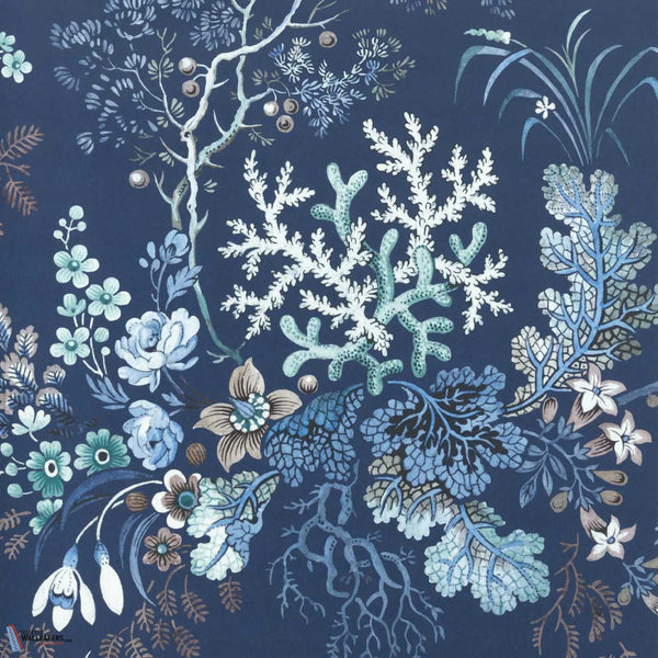 Kilburn's Coral-Wallpaper-1838 wallcoverings-Ocean Blue-Roll-2311-166-03-Selected Wallpapers