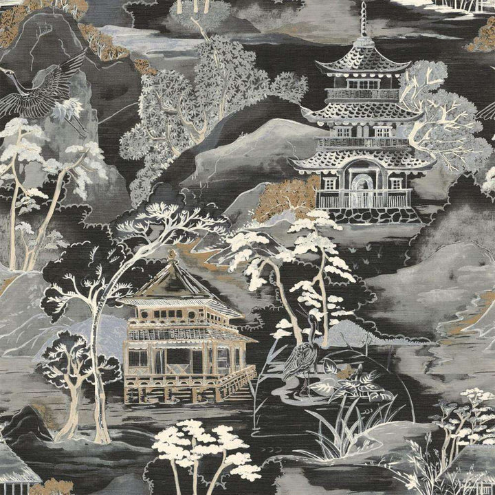 Nara-behang-Tapete-Casamance-Noir/Mordore-Rol-75310406-Selected Wallpapers