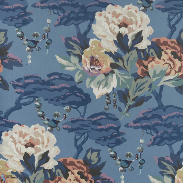Paeonia-Wallpaper-1838 wallcoverings-Indigo Purple-Roll-2311-170-03-Selected Wallpapers