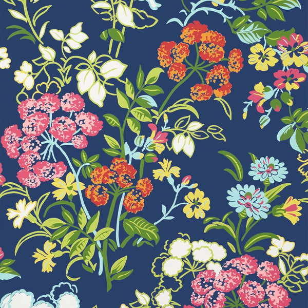 Spring Garden-Wallpaper-Thibaut-Navy-Roll-T14337-Selected Wallpapers