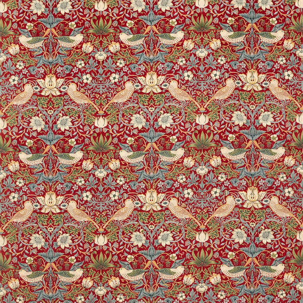 Strawberry Thief Velvet Stoff-Morris & Co-Crimson/Slate-Meter (M1)-236933-Selected Wallpapers