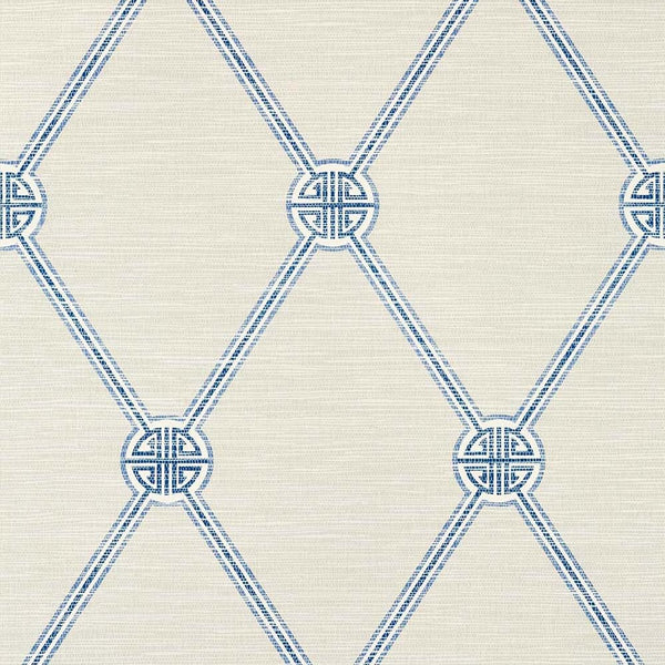 Turnberry Trellis-Wallpaper-Thibaut-Beige and Blue-Roll-T13351-Selected Wallpapers