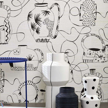 Vases Masques wallpaper by Pierre Frey