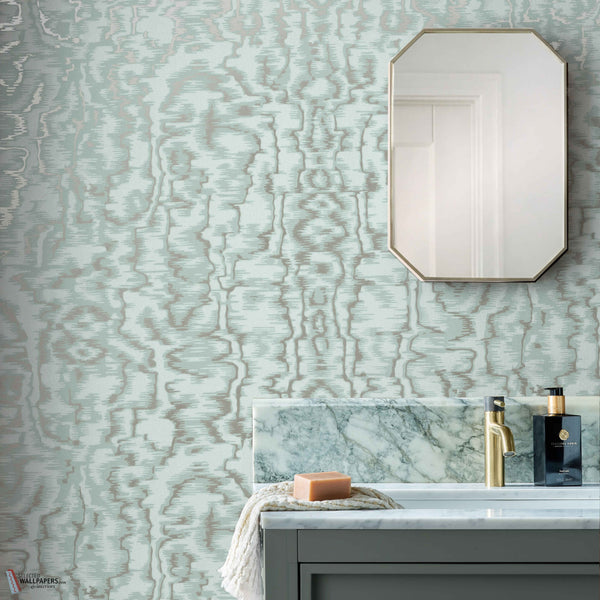 Avington wallpaper in Duck Egg by 1838 wallcoverings — interior