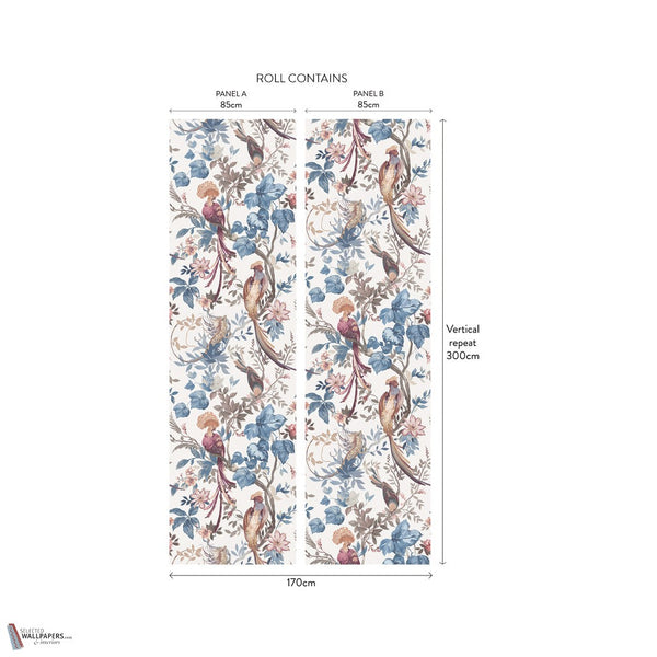 Bird Sonnet Tapete in Chambray Blue von 1838 wallcoverings — Interieur