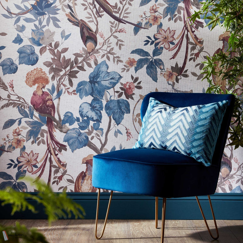 Bird Sonnet papier peint en Chambray Blue de 1838 wallcoverings — intérieur