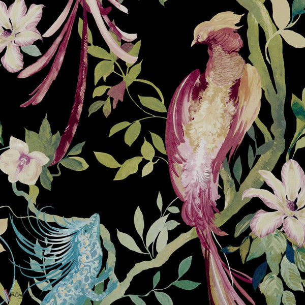 Bird Sonnet wallpaper in Jet Black by 1838 wallcoverings