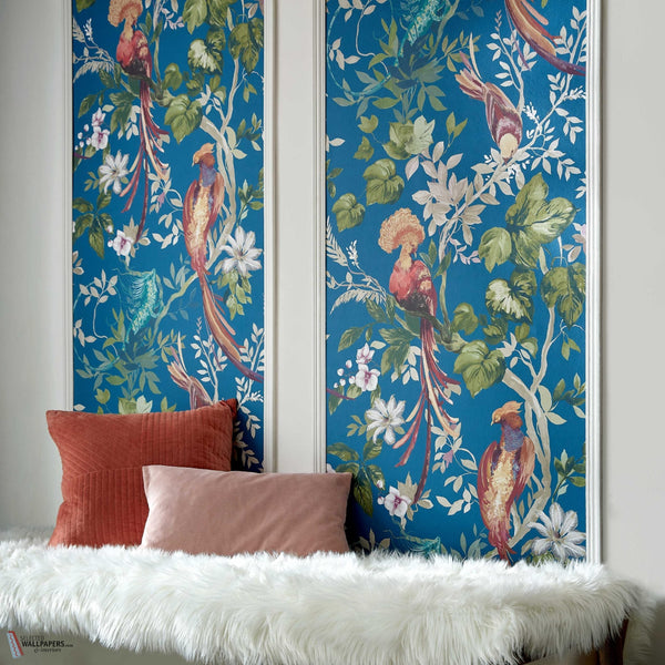 Bird Sonnet wallpaper in Royal Blue by 1838 wallcoverings
