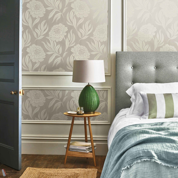Chatsworth wallpaper in Taupe by 1838 wallcoverings — interior