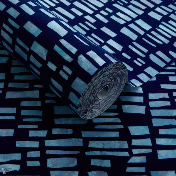 Fusion wallpaper in Blue Dus Flock by 1838 wallcoverings — roll