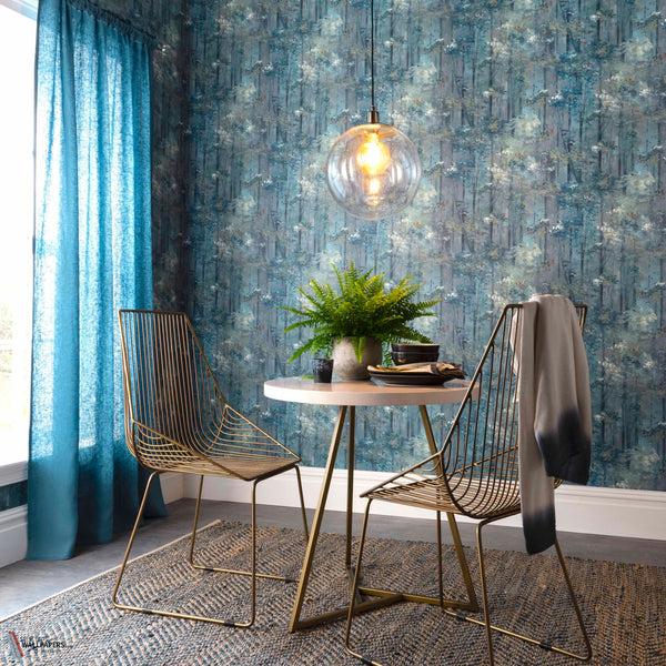 Glade behang in Lagoon van 1838 wallcoverings — interieur