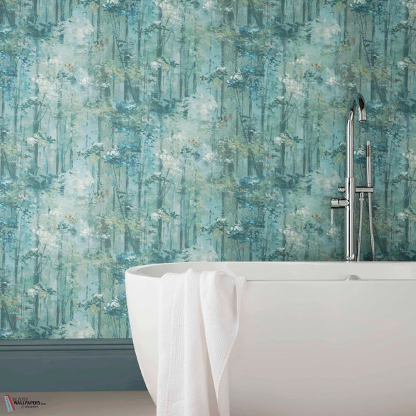 Glade behang in Seafoam van 1838 wallcoverings — interieur