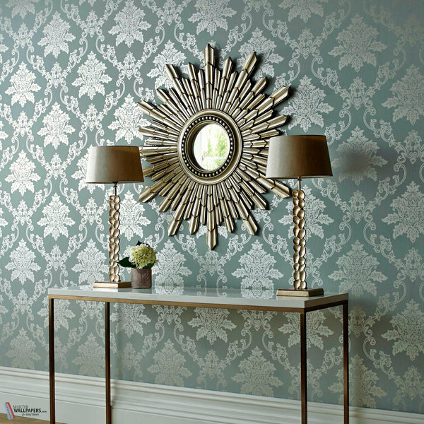 Hampton behang in Duck Egg van 1838 wallcoverings — interieur