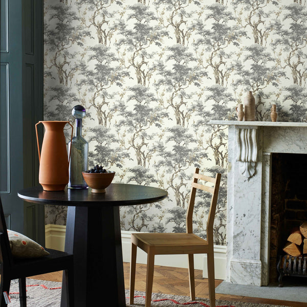 Harewood Tapete in Grey von 1838 wallcoverings — Interieur