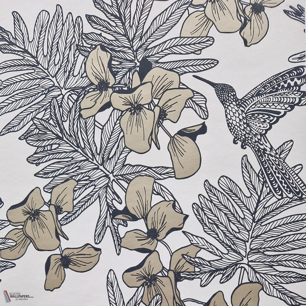Hummingbird wallpaper in Jet by 1838 wallcoverings