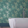 Hummingbird behang in Seafoam van 1838 wallcoverings — interieur