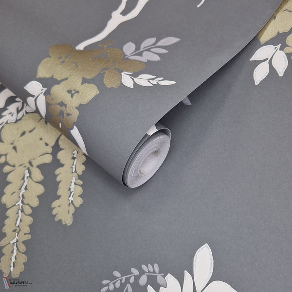 Leonora Tapete in Gray von 1838 wallcoverings — Rolle