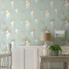 Leonora Tapete in Teal von 1838 wallcoverings — Interieur