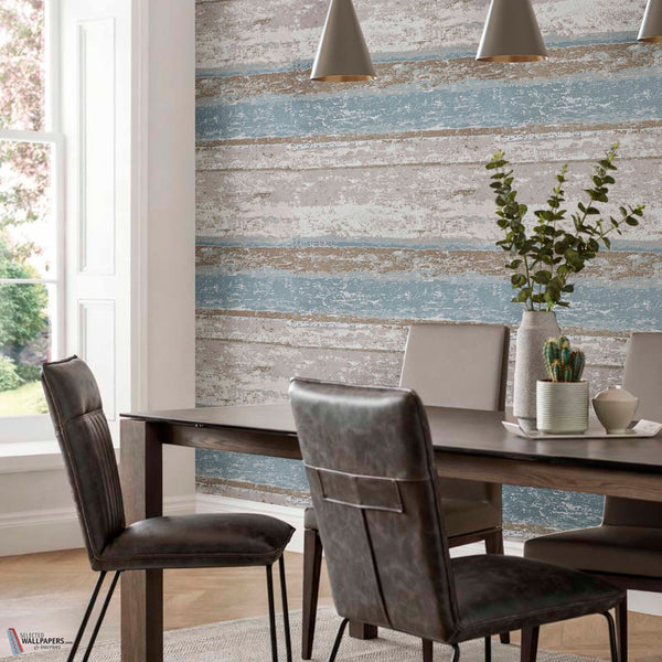 Linea Tapete in Teal von 1838 wallcoverings — Interieur