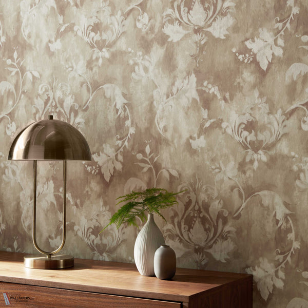 Ornamenta wallpaper in Sand by 1838 wallcoverings — interior