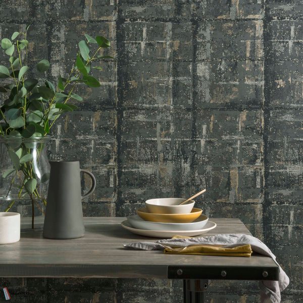 Patina behang in Jet van 1838 wallcoverings — interieur