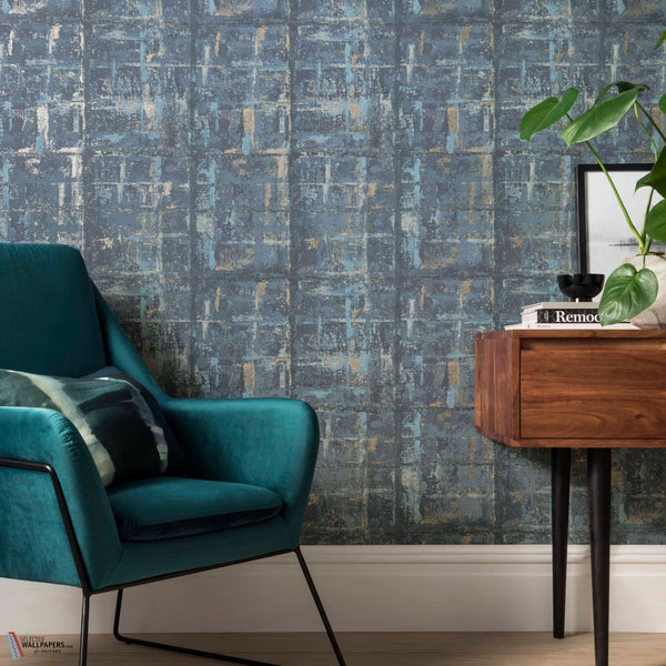 Patina behang in Lagoon van 1838 wallcoverings — interieur