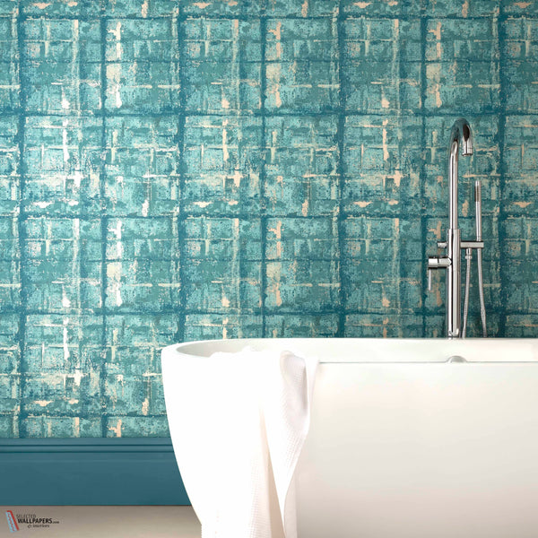 Patina behang in Seafoam van 1838 wallcoverings — interieur