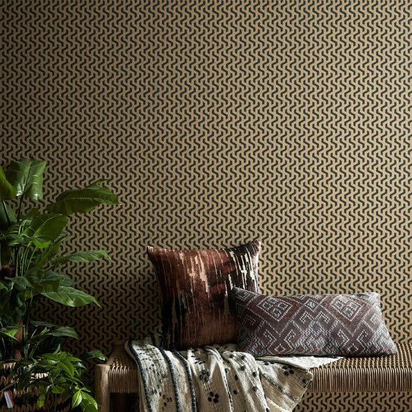 Rattan behang in Bracken van 1838 wallcoverings — interieur