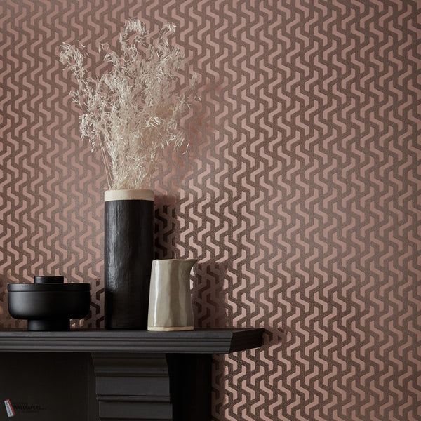 Rattan behang in Rose Gold van 1838 wallcoverings — interieur