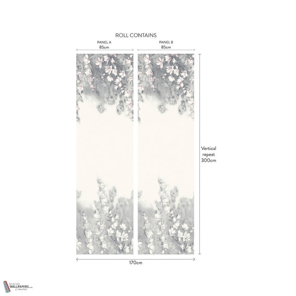 Trailing Magnolia Paperweave Tapete in Mist von 1838 wallcoverings — Interieur