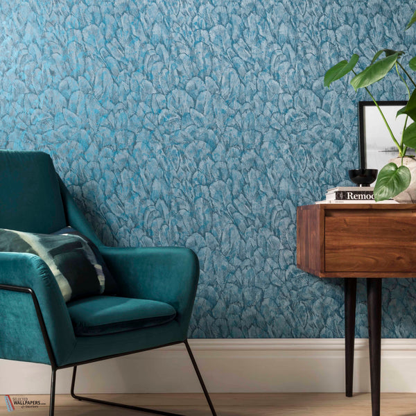 Tranquil behang in Lagoon van 1838 wallcoverings — interieur
