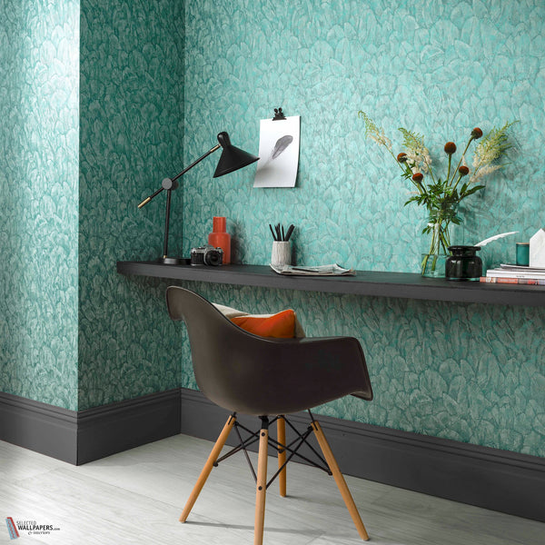 Tranquil behang in Seafoam van 1838 wallcoverings — interieur