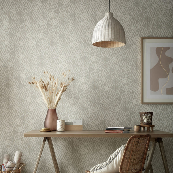 Willow behang in Barley van 1838 wallcoverings — interieur