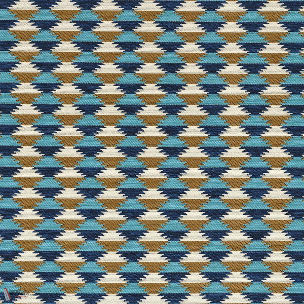 Moki stof-Casamance-Bleu orange brule-Meter (M1)-Selected Wallpapers-Interiors