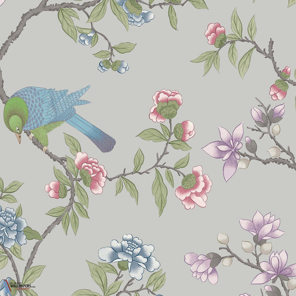 Aderyn-Little Greene-behang-French Grey-Rol-Selected Wallpapers